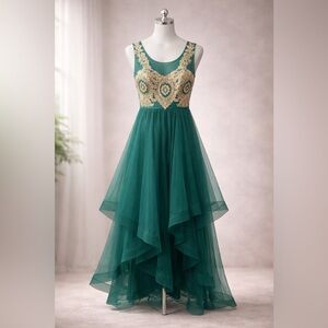 Jodi Kristopher Emerald Green High-Low Formal Dress – Juniors Size 7 – Worn Once